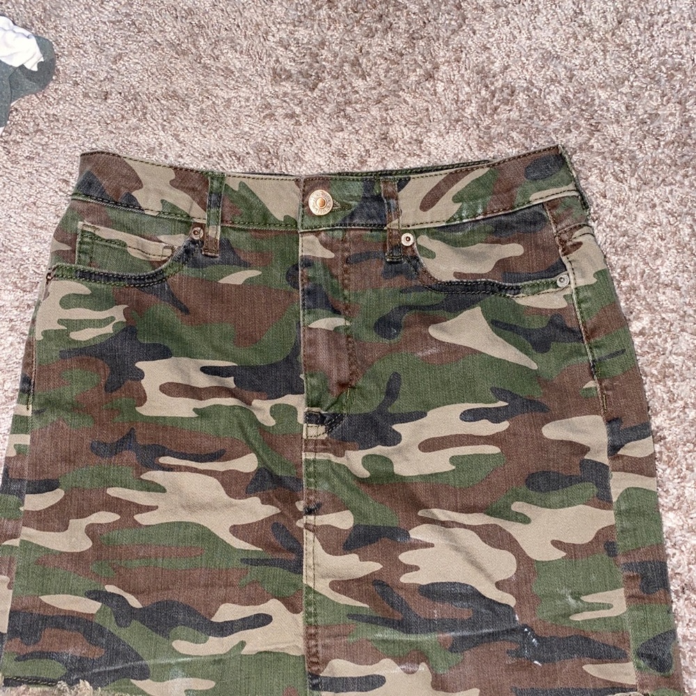 camo denim skirt